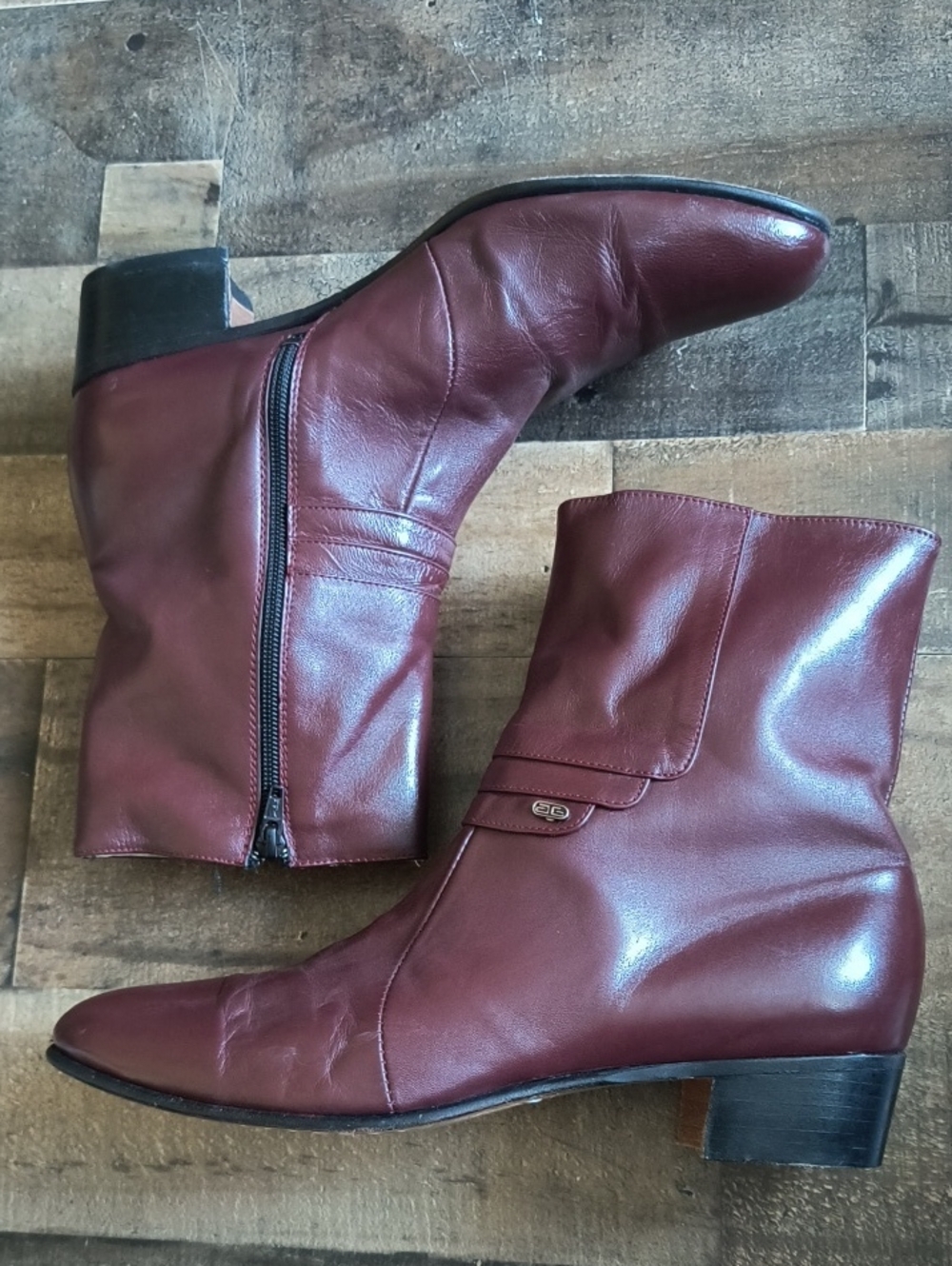 Bonanza Leather Oxblood Burgundy Heeled Dress Boots Grandpacore Men's Sz 11.5